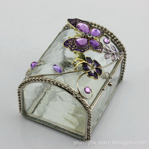 Shinny Gifts Butterfly Glass Jewelry Boxes
